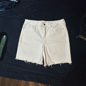 Seven7 white Raw-Hem Denim Shorts